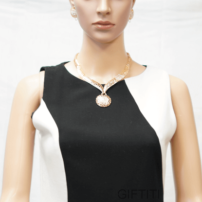 Picture of Gold Statement Necklace And Earring Set For Women