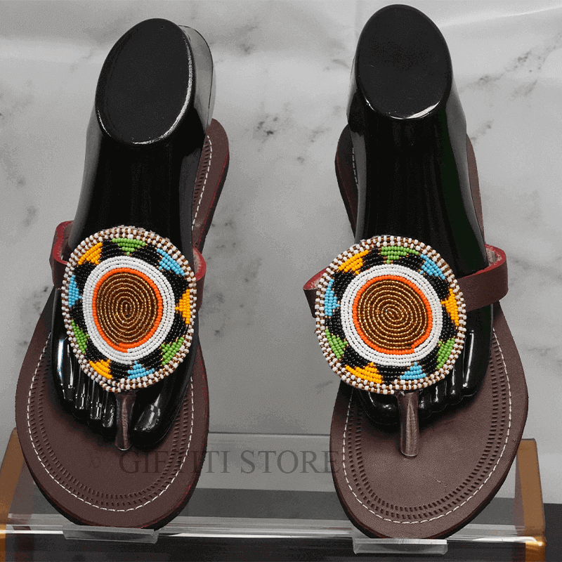 Women African Handmade Casual Summer  Footwear Maasai Slippers