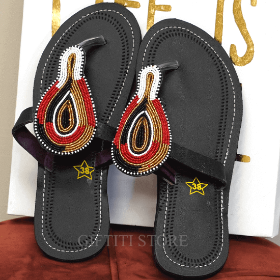 Picture of Beautifully Crafted Maasai African Female Handmade Casual SummerSpring Slippers