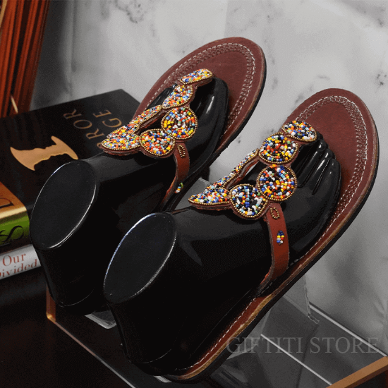 Picture of Flowery Beautifully Hand Crafted Women African Handmade Casual SummerSpring Slippers