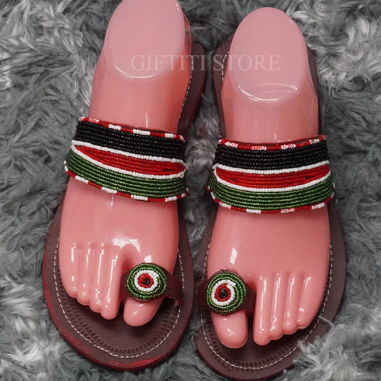 Picture of Attractive colored Hand Crafted Maasai African Female SummerSpring Slippers