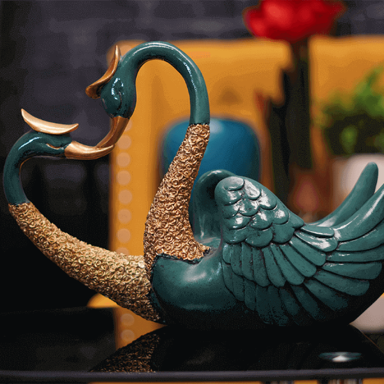 Picture of Green and Gold Swan Wine Holder