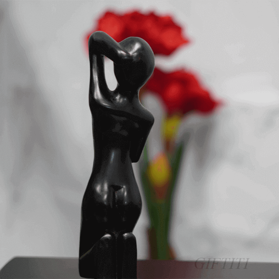 Picture of Black Abstract kneeling Female Carving