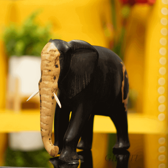 Picture of Realistic DoubleShaded Elephant Wood Sculpture