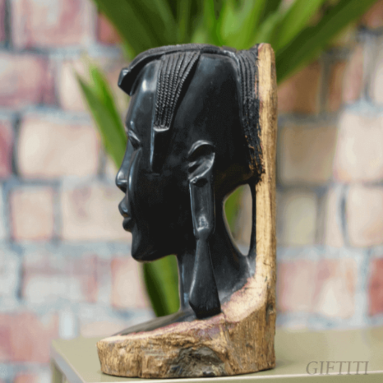 Picture of Vintage Ebony wood African Female Warrior Head Bust