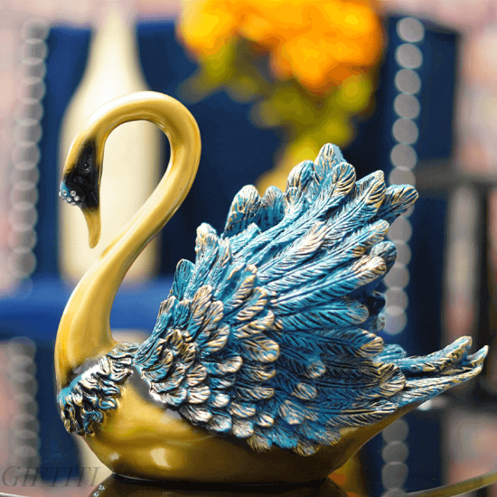 Picture of Gold Resin Swan Wine Holder