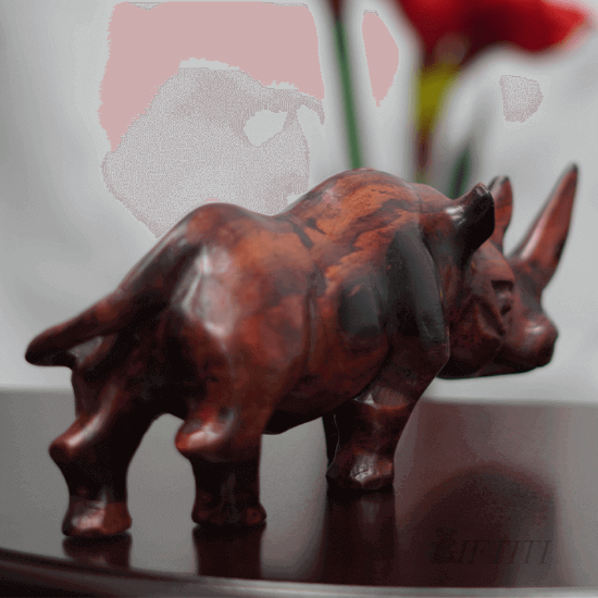 Picture of Handmade Wooden Ebony Rhinoceros Sculpture - Unique Artisan Carving for Home & Office Decor