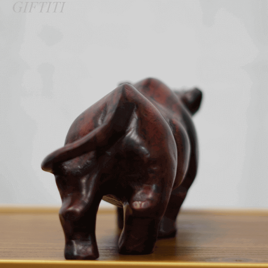 Picture of Handmade Wooden Ebony Rhinoceros Sculpture - Unique Artisan Carving for Home & Office Decor