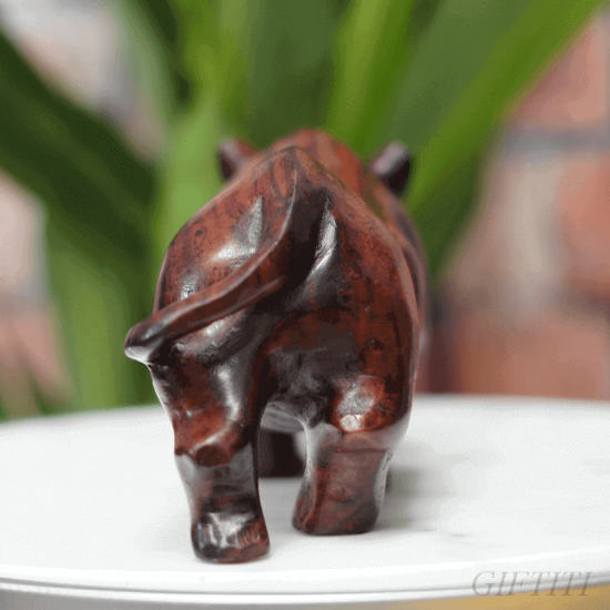 Picture of Handmade Wooden Ebony Rhinoceros Sculpture - Unique Artisan Carving for Home & Office Decor