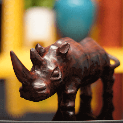 Picture of Handmade Wooden Ebony Rhinoceros Sculpture - Unique Artisan Carving for Home & Office Decor