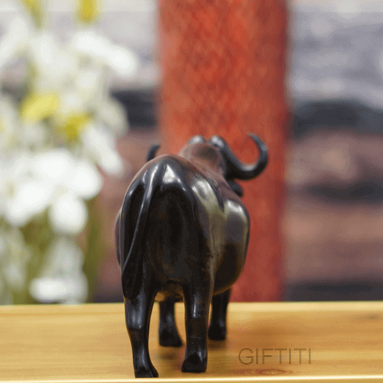 Picture of Wooden Standing Buffalo statue