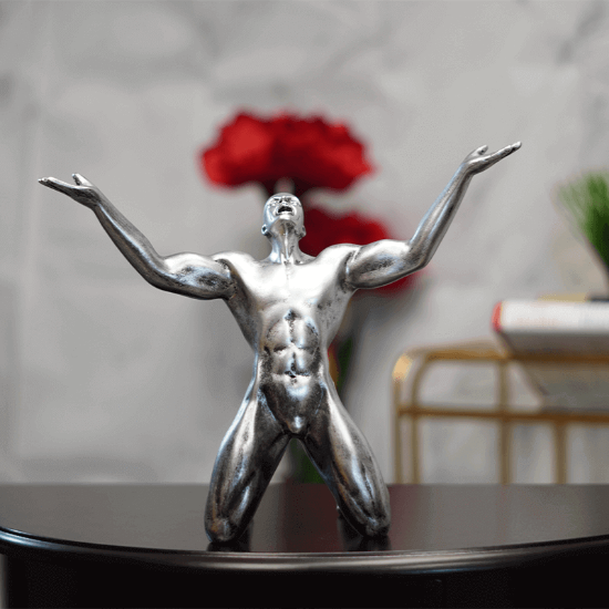 Picture of Silver Male Figurine Reflecting Strength