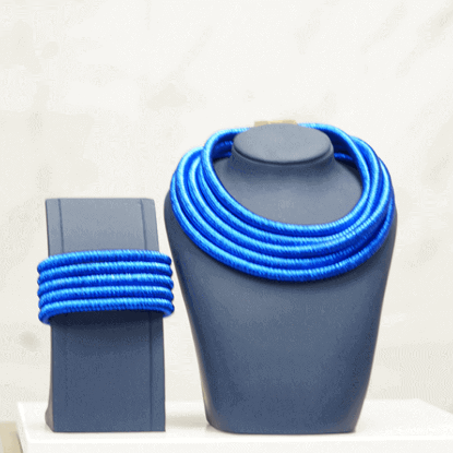 Picture of African Handmade Dreamy Blue Necklace And Hand Set