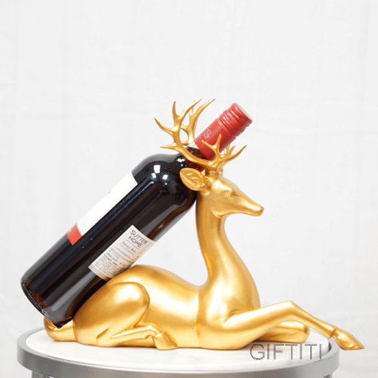 Picture of Elegant Gold Deer Wine Bottle Holder