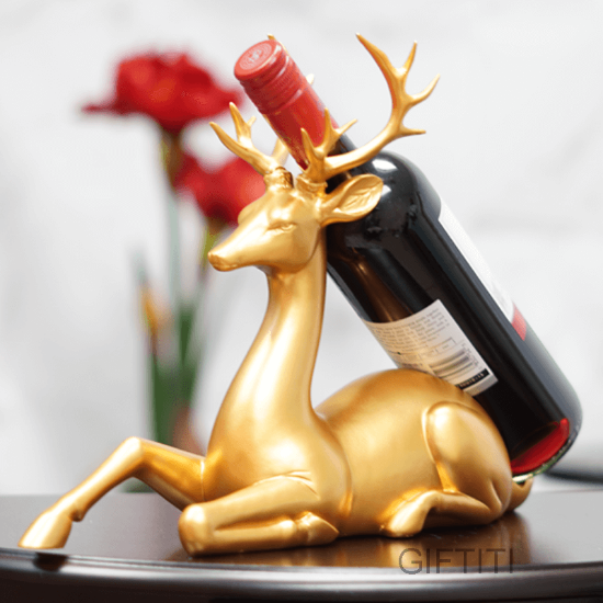 Picture of Elegant Gold Deer Wine Bottle Holder