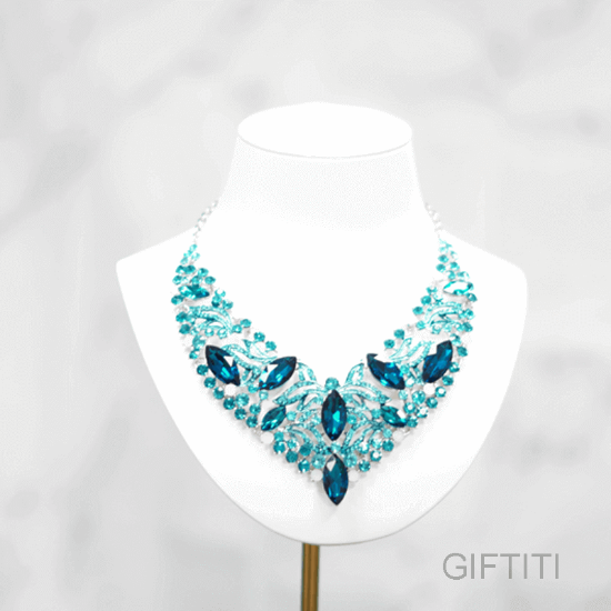 Picture of Blue Pearls Stone Statement Necklaces