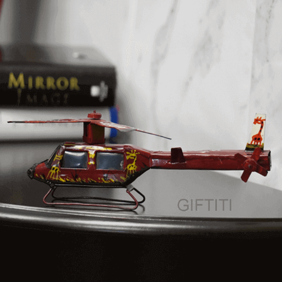Picture of Ebony Wood Carving In Red Helicopter