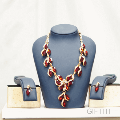 Picture of Red Female Necklaced In Style