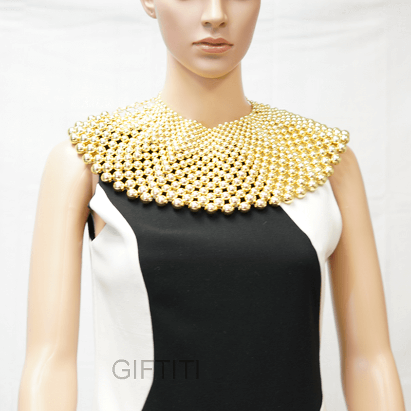 Gold Statement Beaded Choker Necklace